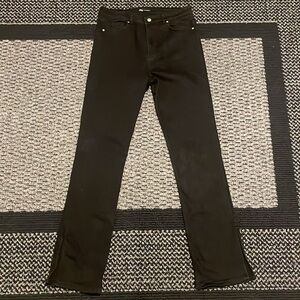 Zara High Waist Black Split Hem Jeans Sz 12 Preppy Workwear Casual Classic